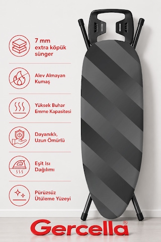 Hediyeli Astra Ütü Masası Kılıfı Bezi Örtüsü Antrasit