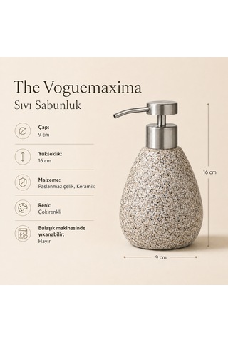 The Voguemaxima Terrazzo Desenli Sıvı Sabunluk Çok Renkli Seramik 9x16 Cm