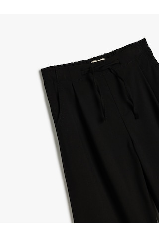 Koton Geniş Paça Pantolon Beli Lastikli Siyah 5wkg40026aw Siyah