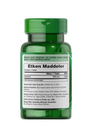 Puritan's Pride Selenyum 200 Mcg 100 Tablet