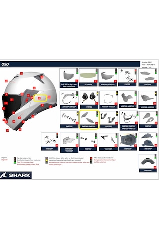 Shark Oxo Kask Camı Kenar Kapak Siyah/fx8740/8741 Renkli