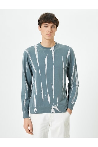 Koton Soyut Baskılı Sweatshirt Bisiklet Yaka Uzun Kollu Gri Desenli 4sam70141mk Gri