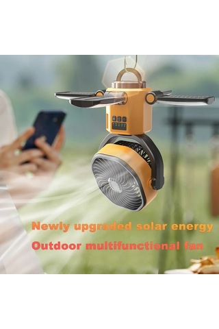 Motion003 Yeni Yazlık Sarı Çok Fonksiyonlu Fan Güçlü Sessiz Hızlı Soğutma 6000mah Pil Kamp Ofis Ev