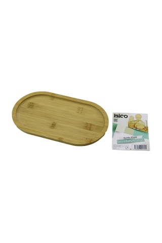 Oval Ahşap Bambu Servis Sunum Tepsi - Tahtası Mini Tepsi 25 X 14 X 1.4cm Renkli