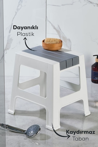 Vienev Plastik Küçük Tabure Gri Gri