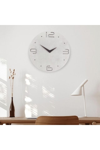 Cajuart Büyük Modern Ahşap Gri Tasarım Ev Ofis Duvar Saati Bej