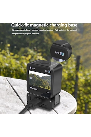Djı Osmo Action 2 Kamera İçin 1/4 İnç Ve Arri Delikli Manyetik Şarj Tabanı, Özellik: Set C Siyah