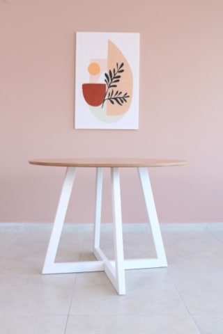 BAMBU Renk Yuvarlak Yemek Masası, Modern BAMBU MDF  Yemek Masası,