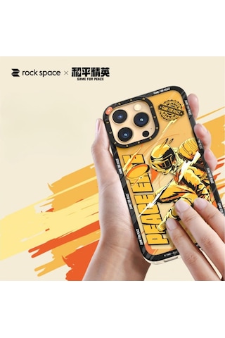 Rock Space Apple Uyumlu iPhone 13 Pro Max Kılıf Peace Elite Serisi - Sarı Pubg Temalı Sari