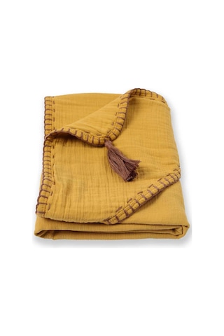 Cigit Çift Kat El İşi Müslin Üçgen Havlu Yıkanmıştır 75x75 Cm Hardal Sarı 75 x 75
