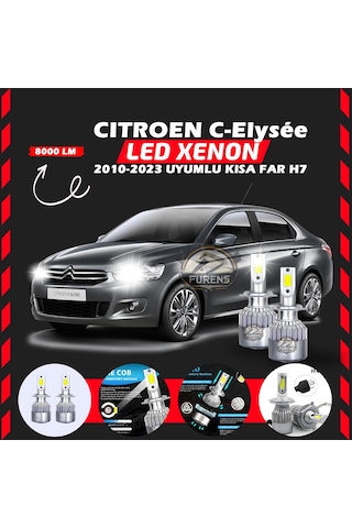 Citroen C-elysee 2010-2023 Kısa Far Uyumlu Şimşek Etkili Led Xenon Performance Series H7