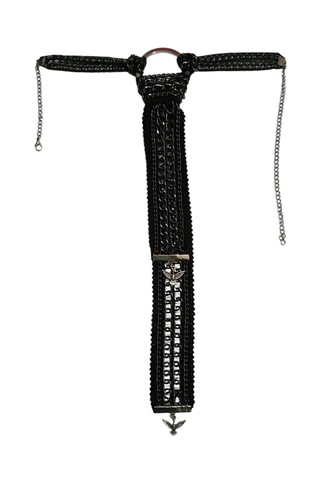 Perimir Gotik Zincirli Kravat Kolye Siyah