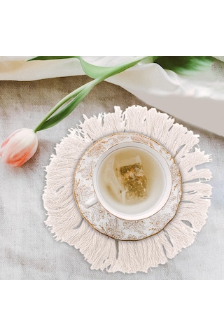 Homyl Dokuma Servis Altlıkları Yıkanabilir Kaymaz Yemek Beyaz Beyaz