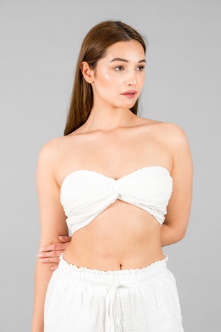 Asc Sun Kadın Müslin Crop Top Beyaz
