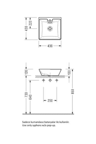 Serel Minimal Batarya Delikli Kare Lavabo 43x43 Cm Beyaz - 2014txs110h Diğer
