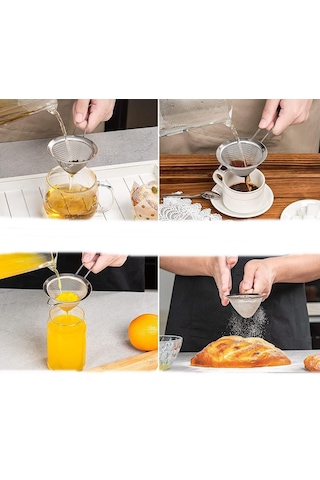 Çok Amaçlı Konik Çay Kahve Gıda Meyve Suyu Süzgeci 8 Cm