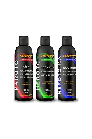 Netfer 3'lü Orta Kalın Pasta Cila Set - 3x100 Ml