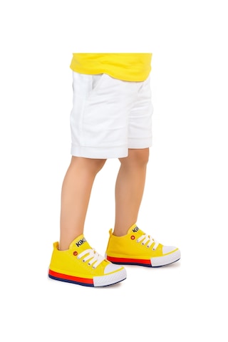 Kiko Kids Tinna Bağcıklı Erkek Bebek Keten Spor Ayakkabı Sarı