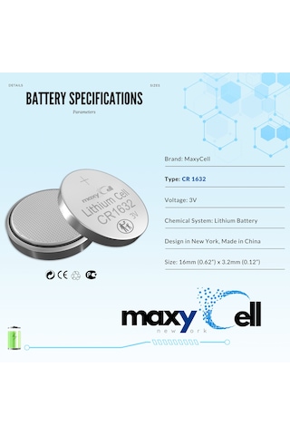 Maxycell 6 Adet CR1632 Dl1632 3v Lityum Düğme Pilleri