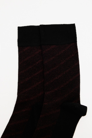 AC&Co / Altınyıldız Classics Erkek Sıyah-bordo Desenli Bambu Tekli Çorap Sıyah-bordo