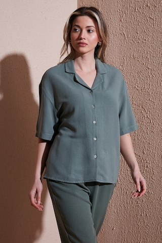 Fashion Friends Bayan Gömlek 25y0605k1 Haki Haki