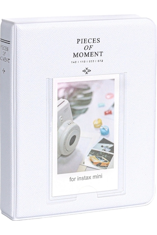 Fujifilm Instax Mini 12 Fotoğraf Makinesi + 10'lu Film + Kıskaçlı Stand + Pvc Albüm + Simli Pleksi Kılıf Seti Beyaz