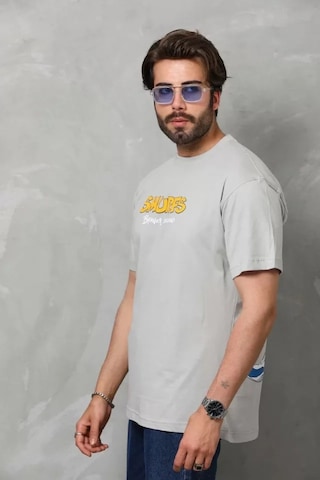 Veraura Lifestyle Unisex Basic Bisiklet Yaka Oversize T-shirt - Gri