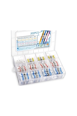 300pcs Lehim Konnektör Seti Su Geçirmez Ve Yalıtımlı Kablo Terminalleri