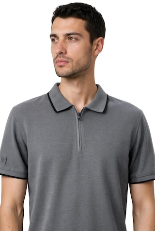 Arma Ar-ma Erkek Polo Yaka Tişört Baskisiz Basic Yaka Fermuarli Örme Kumaş Regular Fit %100 Pamuk 30/1 Çift Toplama Penye Pike Y31374356502 Gri-g3