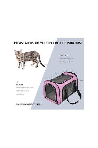 Geeroyoo Taşınabilir Katlanır Havalimanı Onaylı Kedi Taşıma Çantası - Pembe Büyük Boy