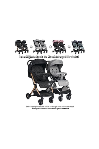 Lorelli Fiorano New Kabin İkiz Bebek Arabası - Dolphin Grey - Gri