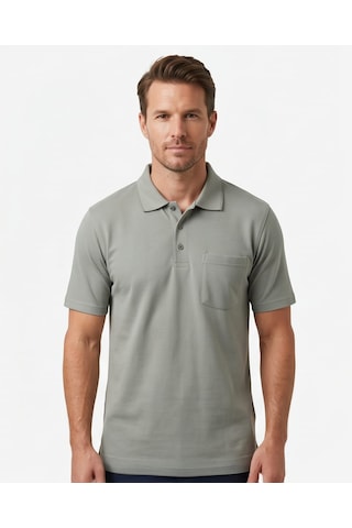 Özeniş Erkek Polo Yaka Regular Fit Baba Cepli %100 Pamuk Şık Tasarım Kagi T-shirt Açık Haki