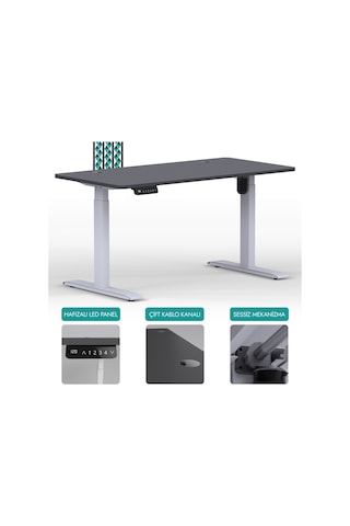 Karr Office O-Flex O1B6 Tek Motorlu Elektrikli Yükseklik Ayarlı Masa - 160X80 - Antrasit/B Antrasit