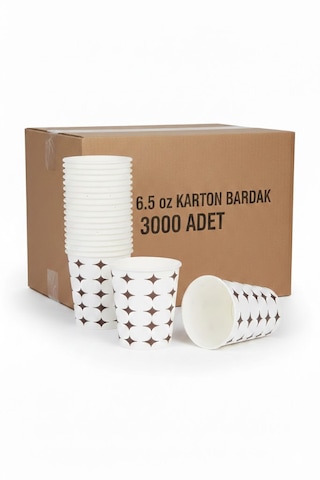 Bencup Karton Bardak 6.5 Oz 180 Ml , 3000 Adet - Ekonomik Dev Koli - Ofis Ve Kantin Tipi 3000