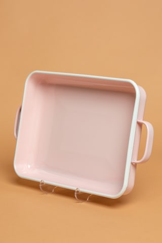 Rosa Di Verona Emaye Kulplu Pembe Fırın Kabı Ebutay Pembe