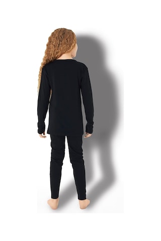 Jiber Unisex Çocuk Likralı Bisiklet Yaka Uzun Kollu Sıcak Tutan Termal İçlik Üst Siyah