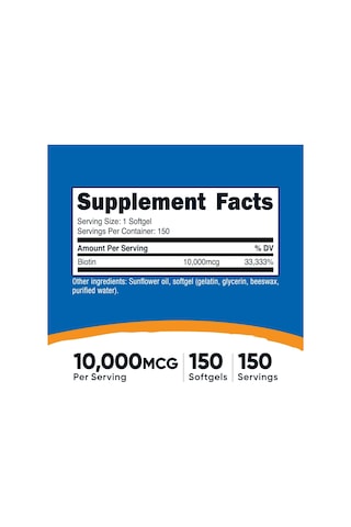 Nutricost Biotin Vitamin B7 Hair Skin 10,000mcg 150 Softgels