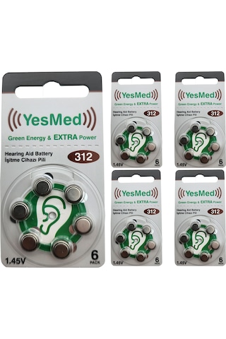 Yesmed Extra Power 312 No Kulak Pili 5 Paketx6adet 30 Adet Pil