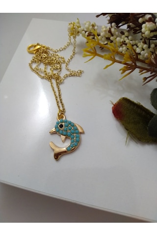 Turkuaz (Firuze) Taşlı Yunus Modeli Kolye