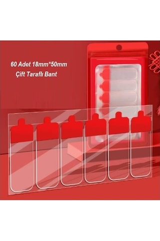 Kolay Açılır Güçlü Çift Taraflı Hazır Kesim Yaprak Bant 60'lı Paket 18x50mm Diğer