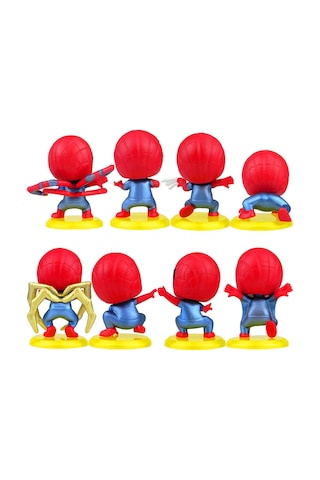 Spiderman - Örümcek Adam 8 Li Tam Set Oyuncak Figür Pasta Süsü Spider-Man