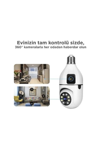 Torima CMR-13 Çift Kameralı 360 Full HD 1080P Ampul Smart IP Güvenlik Kamerası