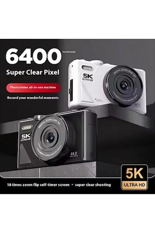 Vothoon 5K 75MP 3.0" Ekran 18X Zomm Hd Dijital Kamera