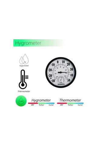 Topshop1 Th9250p3 Bwc 25 Cm Siyah Higrometre Termometre Kalın Avrupa Kadranı Doğru Sıcaklık Nem Ölçer Ev Ofis İç Mekan Akrilik Tasarım