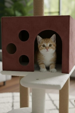 Pet Kedi Tırmalama Ve Oyun Evi Gül Kurusu