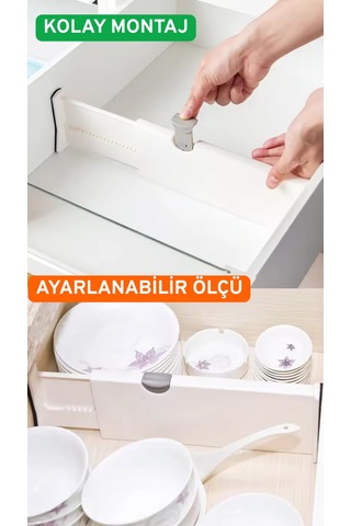 Büyük Boy Ayarlı Çekmece Ayırıcı 3'lü Paket Beyaz