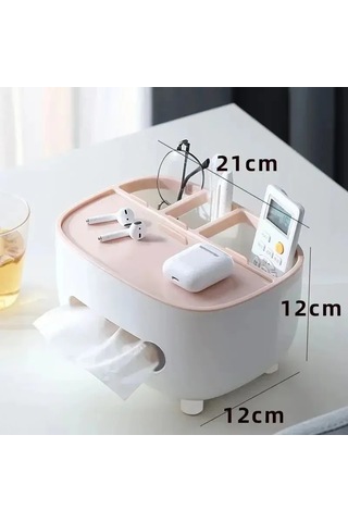 Springsun Kuzey Avrupa Stili Multifonksiyonel Kağıt Havlu Kutusu - Ev, Ofis, Masaüstü Uyumlu, Kumanda Saklama Özelliği, Dayanıklı Plastik, Nordik Pembe