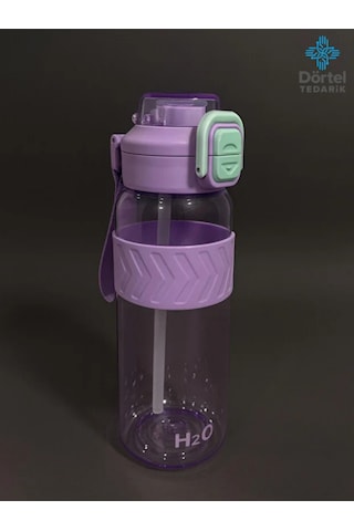 H2o Kilitli Kapaklı Tritan Suluk 1000 Ml Bpa İçermez, Sızdırmaz, Dayanıklı Spor Ve Günlük Matara Mor