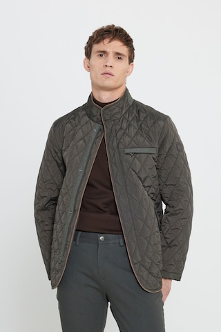 AC&Co / Altınyıldız Classics Erkek Hakı Standart Fit Normal Kesim Dik Yaka Desenli Overcoat Haki