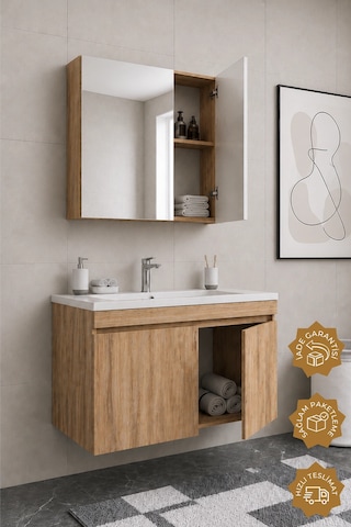 Teta Home Tokyo 100 Cm Mdf Banyo Dolabı Seti Atlantik Çam